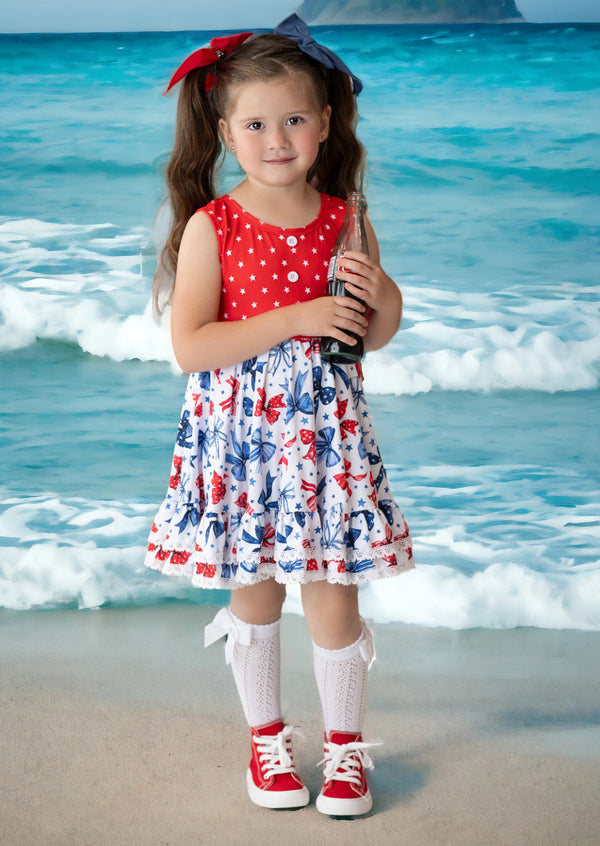 girls red white and blue dresses