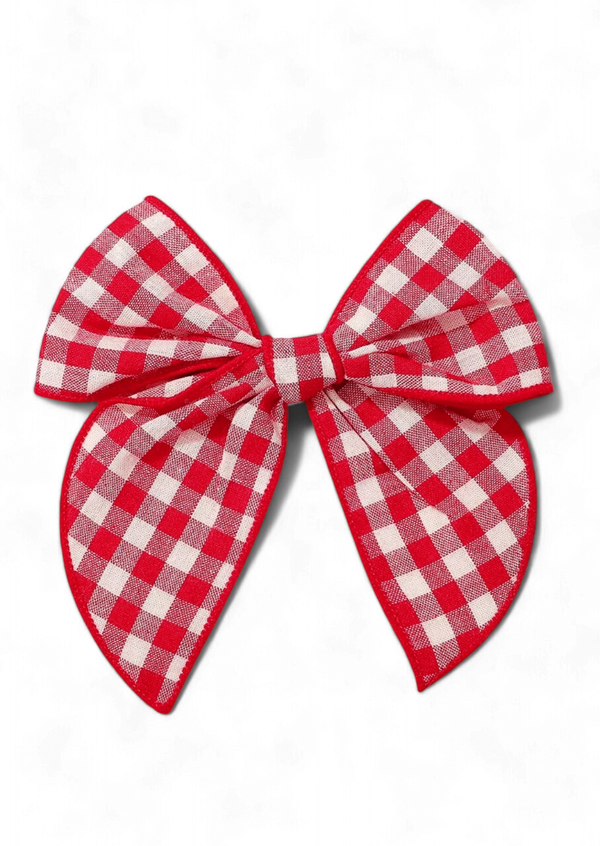 Red Check Christmas Hair Bow