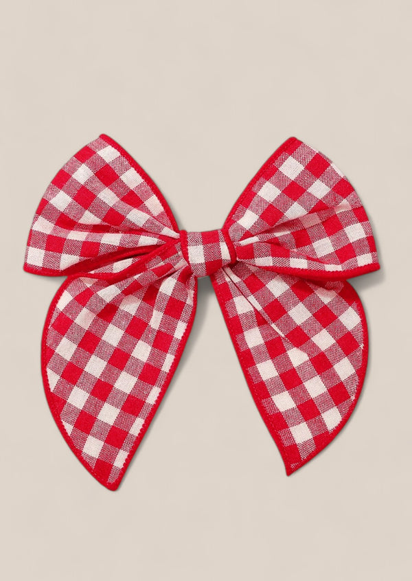 Red Check Christmas Hair Bow