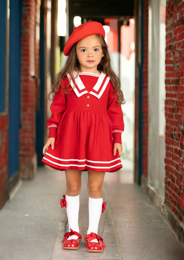 Red Sailor Sweater Dress