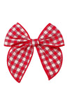 Girls red check Christmas hair bow