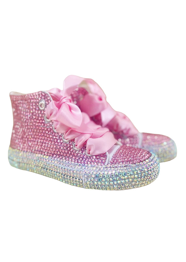 Pink Rhinestone Bling Sparkly High-Top Shoes