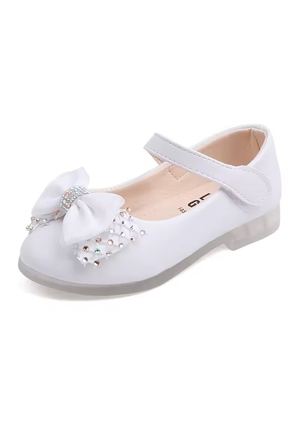 Rhinestone Bow Flats in White