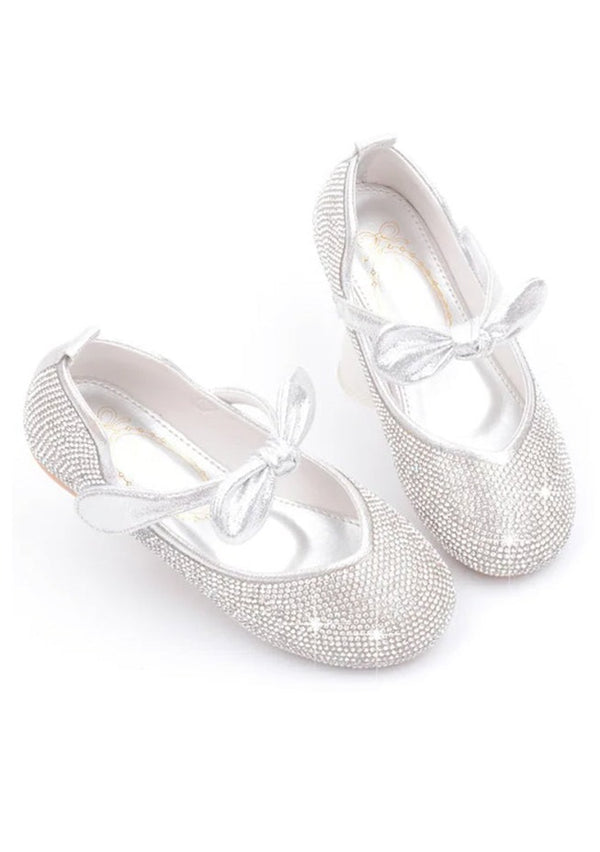 girls crystal rhinestone shoes silver
