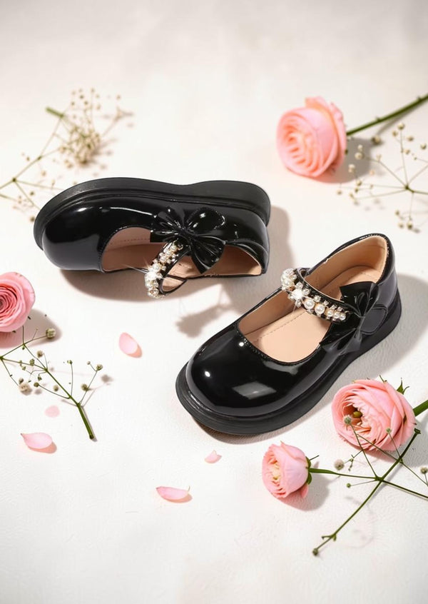 Little Miss Pearls Girls Mary Jane Flats | Little Girls Dress Shoes