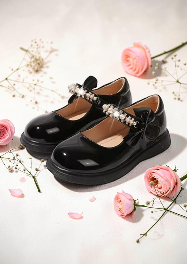 Little Miss Pearls Girls Mary Jane Flats | Little Girls Dress Shoes