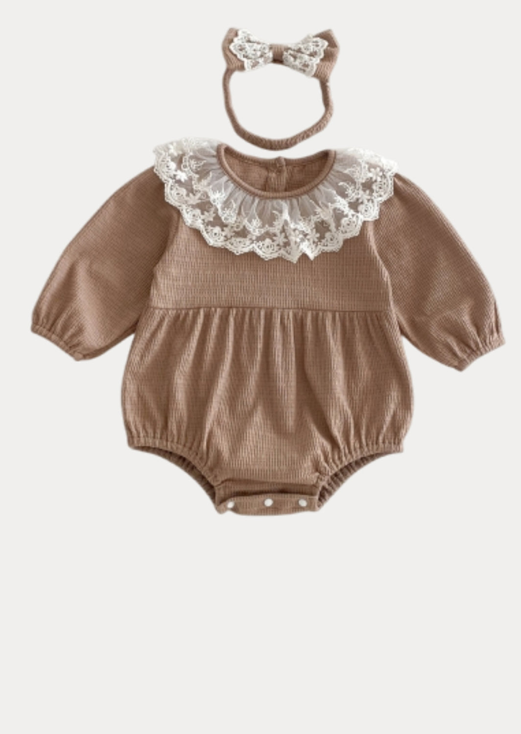 Mariana Textured Romper in Brown
