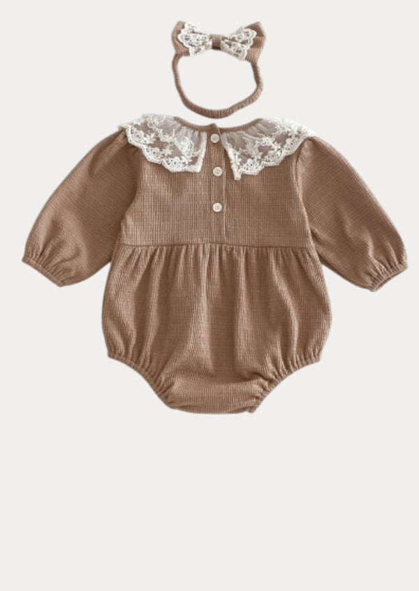Mariana Textured Romper in Brown