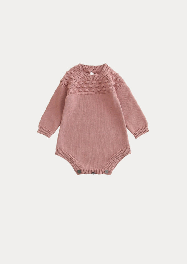 Romy Baby Girl Knit Romper in Pink