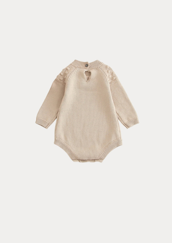 Romy Baby Girl Knit Romper in Beige