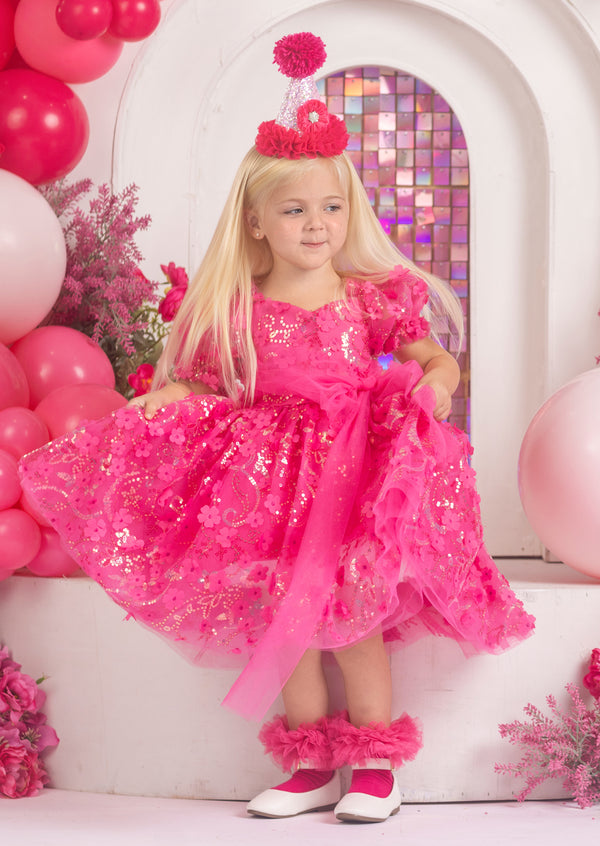 Rosabella Radiance Hot Pink Sequin Party Dress