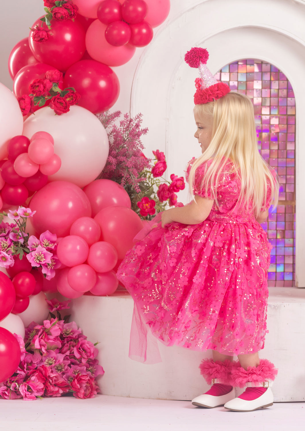 Rosabella Radiance Hot Pink Sequin Party Dress