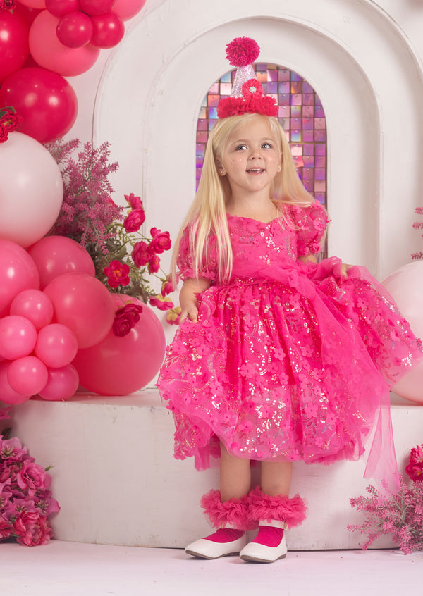 Rosabella Radiance Hot Pink Sequin Party Dress
