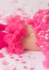 Rosabella Radiance Hot Pink Pom Pom Ruffle Socks