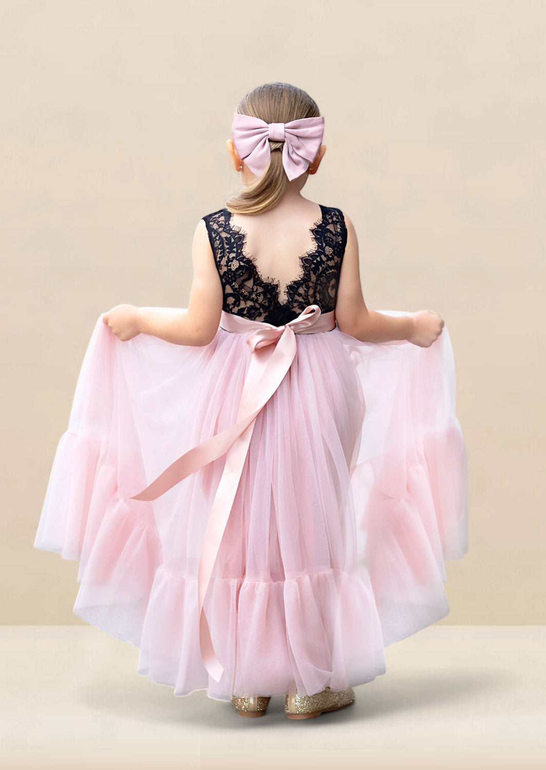 Rose gold flower girl dresses