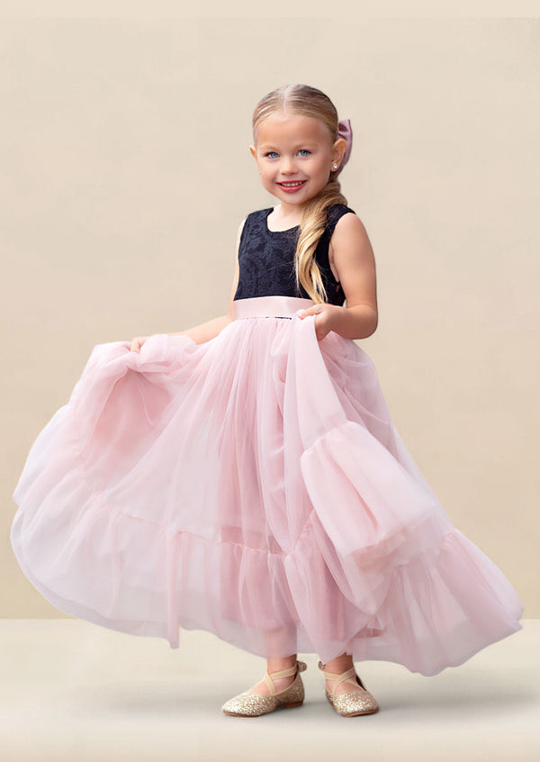 Rose gold flower girl dresses