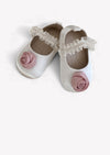 Satin Rose Flats Baby Shoes in White
