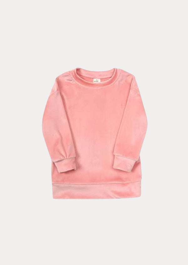 Rose Pink Long Sleeve Velour Crewneck