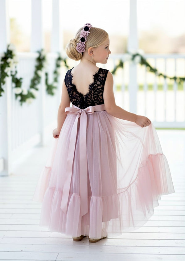 Allison Flower Girl Dress in Rose Gold /Black