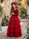 Red Sequin Layered Special Occasion Dress | Girls Christmas Dress