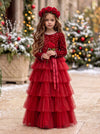 Red Sequin Layered Special Occasion Dress | Girls Christmas Dress