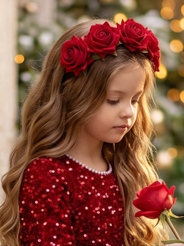 Girls Rose Flower Hair Crown