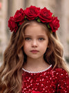 Girls Red Rose Flower Hair Crown