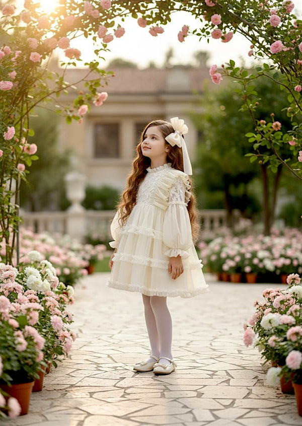 Girls Rue Dress – Cream Lace Special Occasion Dress