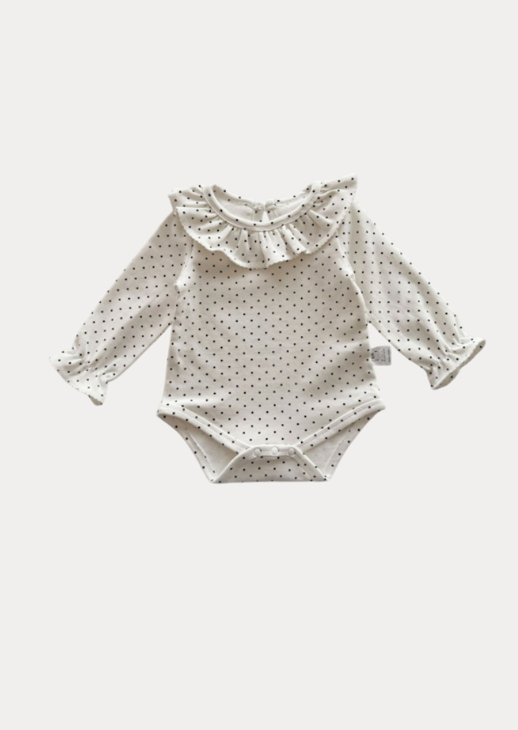 Ruffle Collar Bodysuit in White Dot