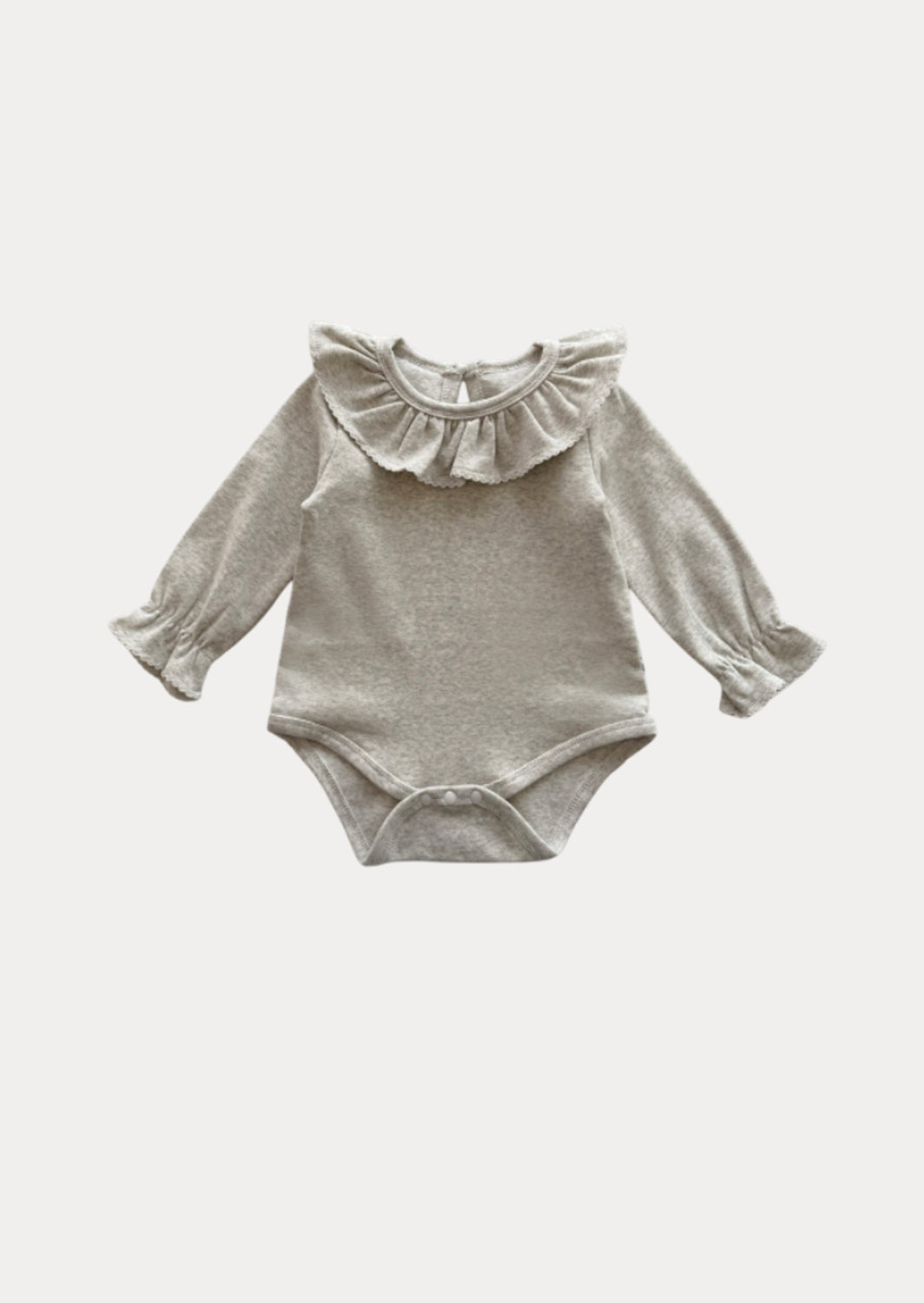 Ruffle Collar Bodysuit in Heather Gray