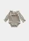Ruffle Collar Baby Bodysuit in Heather Gray