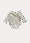 Ruffle Collar Baby Bodysuit in Pink Flowers