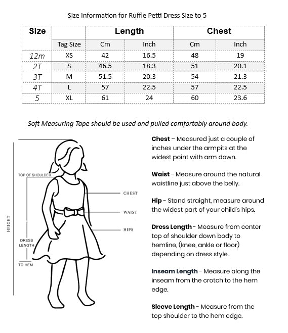 tutu dress size chart 