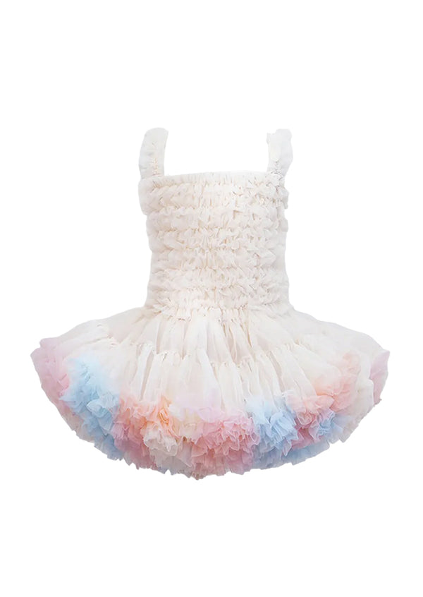 Little Princess Tutu Cake Dress in Cream rainbow