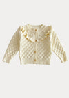 Jacquard Pattern Hand Knitted Cardigan In Cream