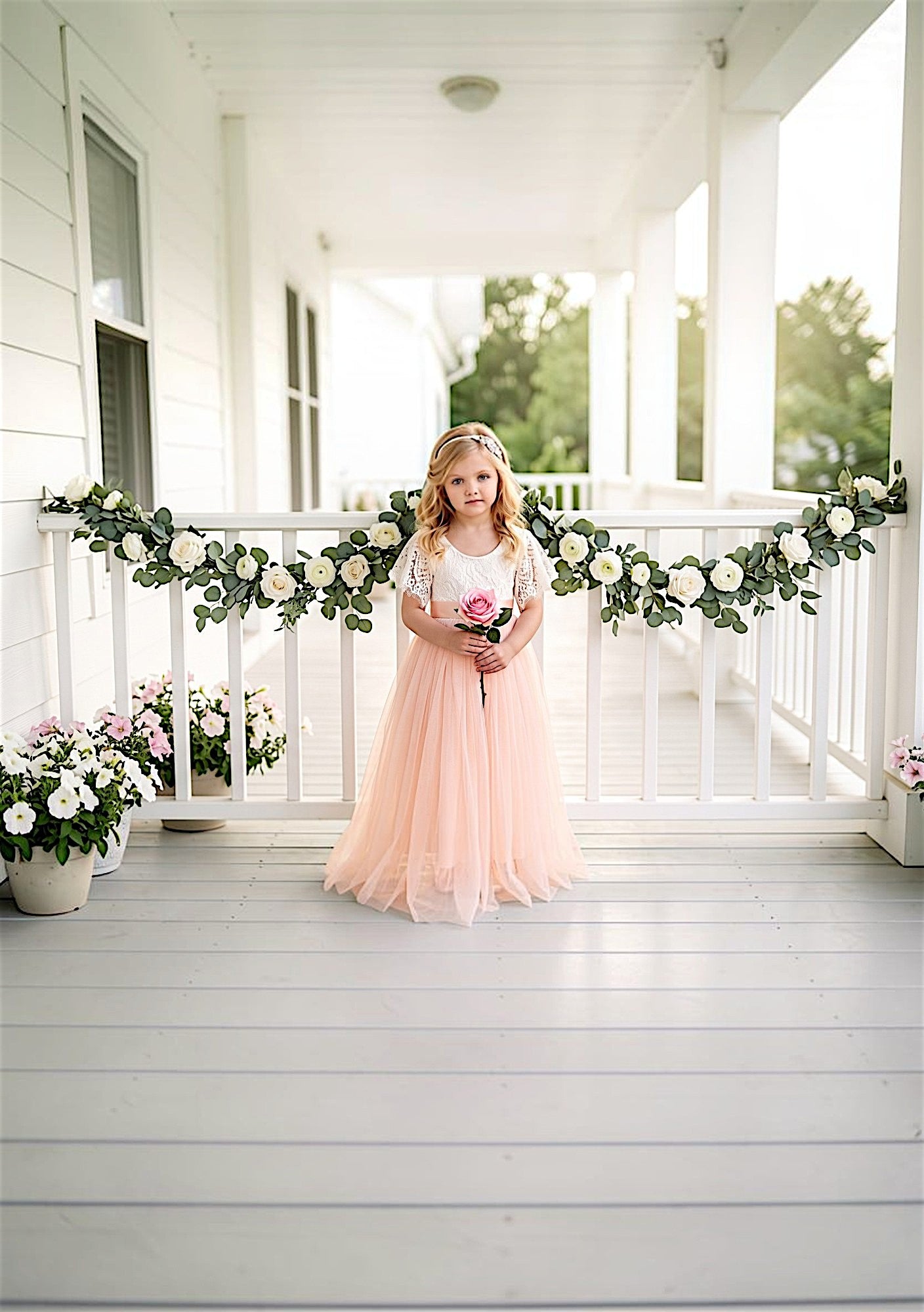 Blush Tulle & Lace Flower girl dress