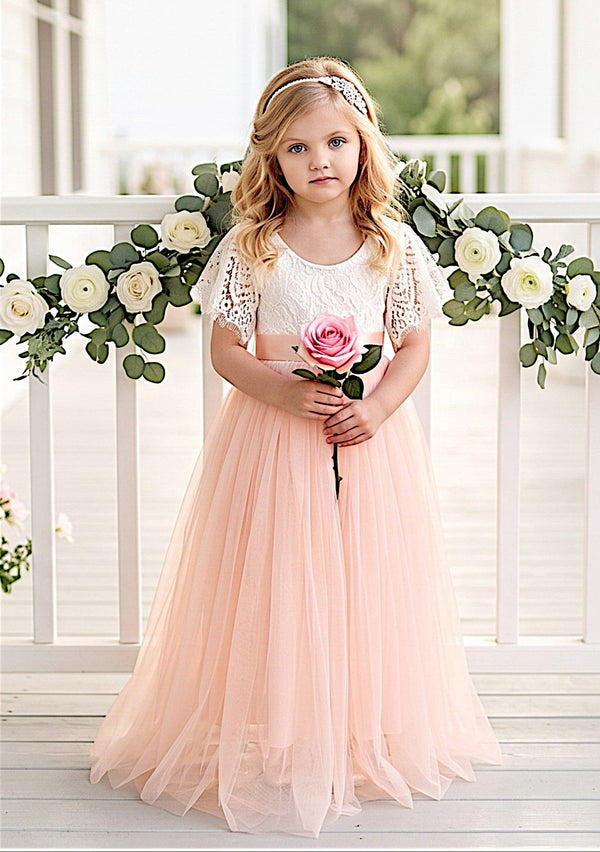 Blush Tulle & Lace Flower girl dress
