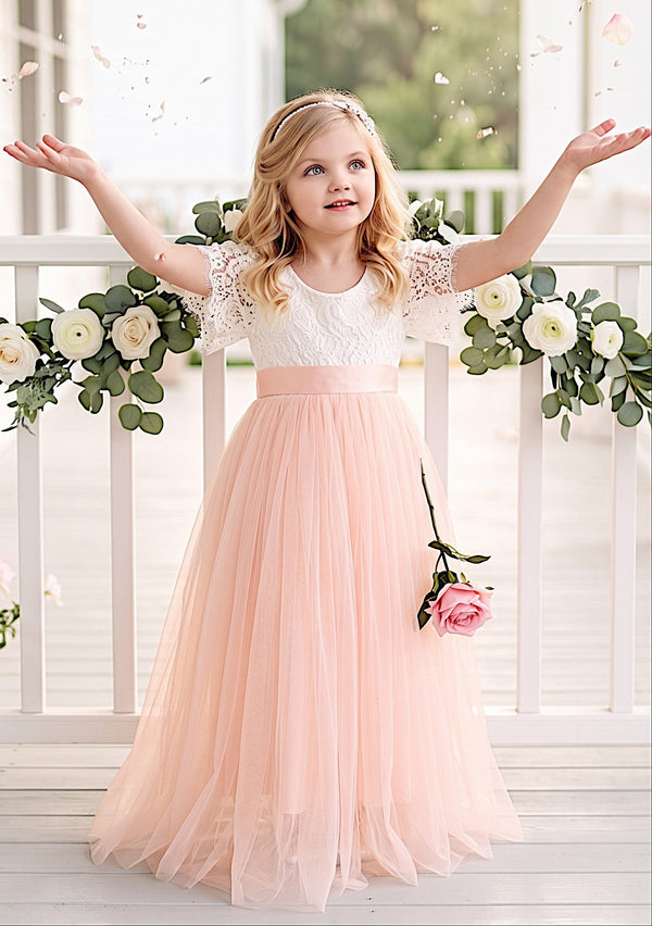 Blush Tulle & Lace Flower girl dress