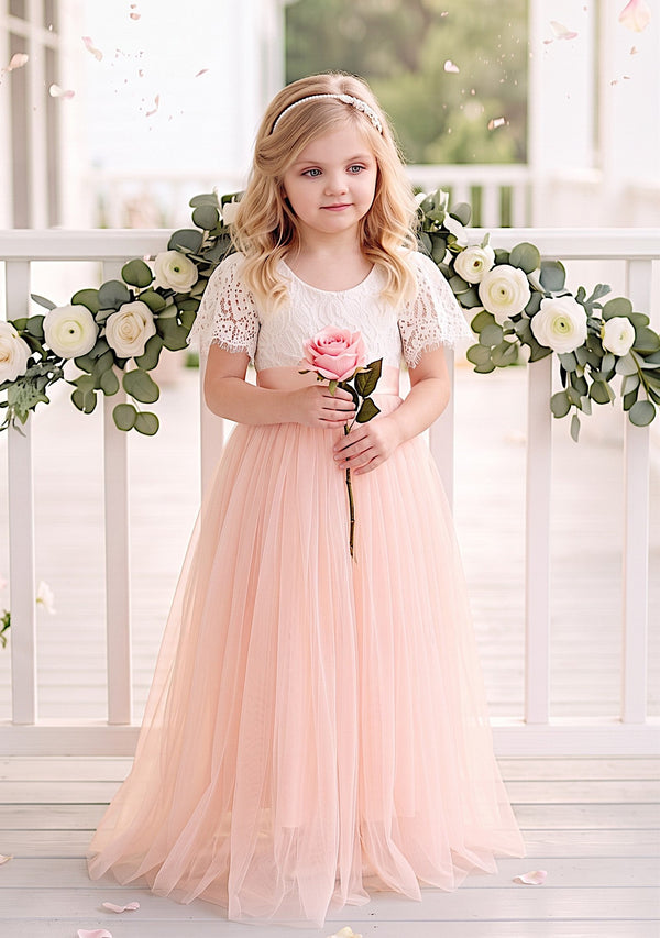 Blush Tulle & Lace Flower girl dress