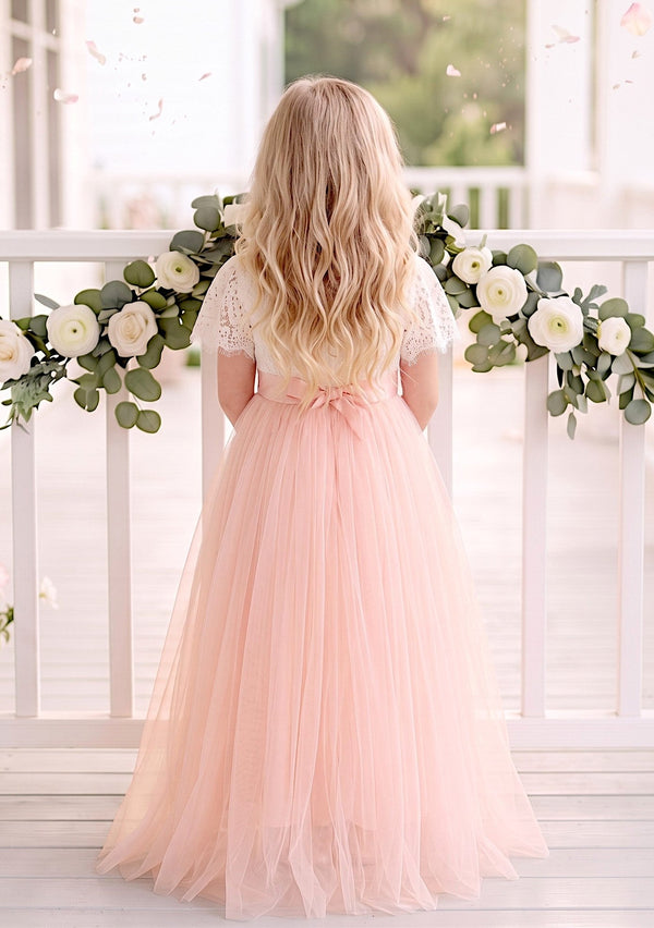Blush Tulle & Lace Flower girl dress