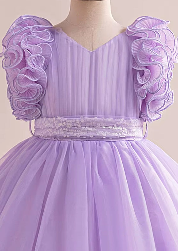 Lavender Ruffle Flower Girl Dress  Spring Formal Gown