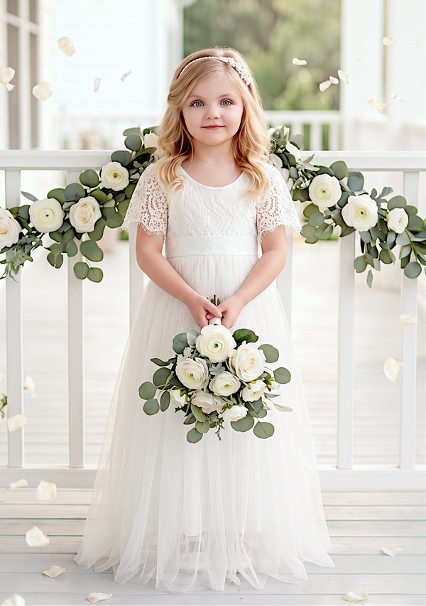 classic white flower girl dress