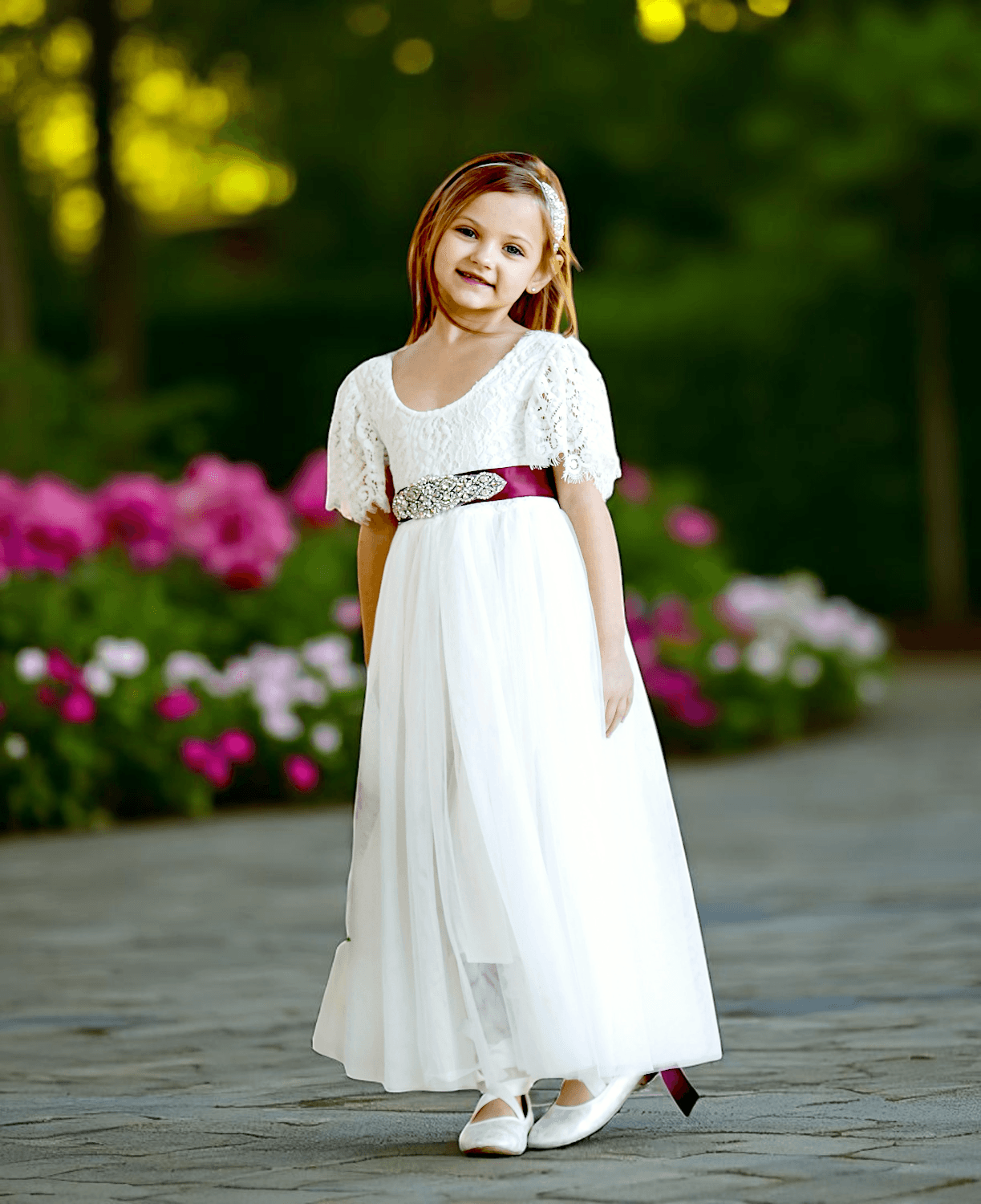 White Vintage-Inspired Flower Girl & Junior Bridesmaids for Weddings