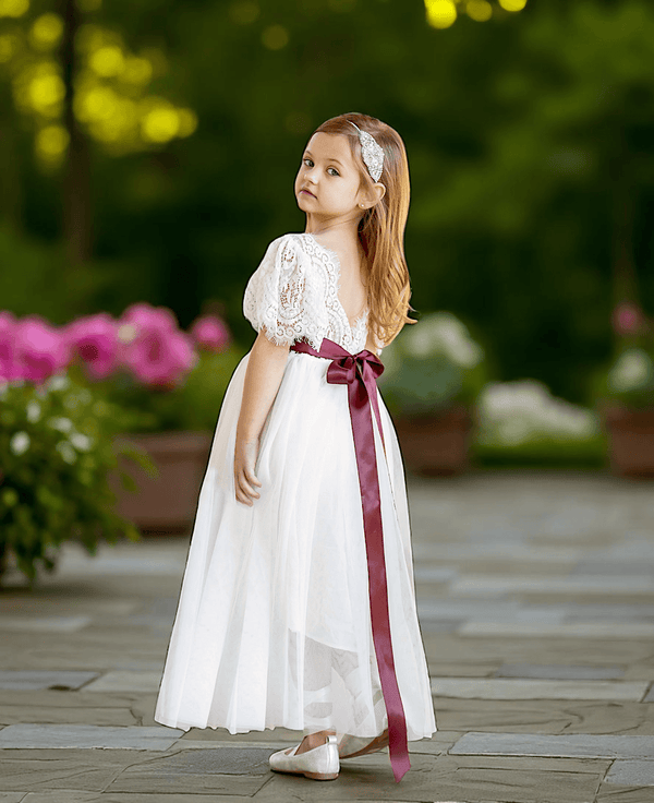White Vintage-Inspired Flower Girl & Junior Bridesmaids for Weddings