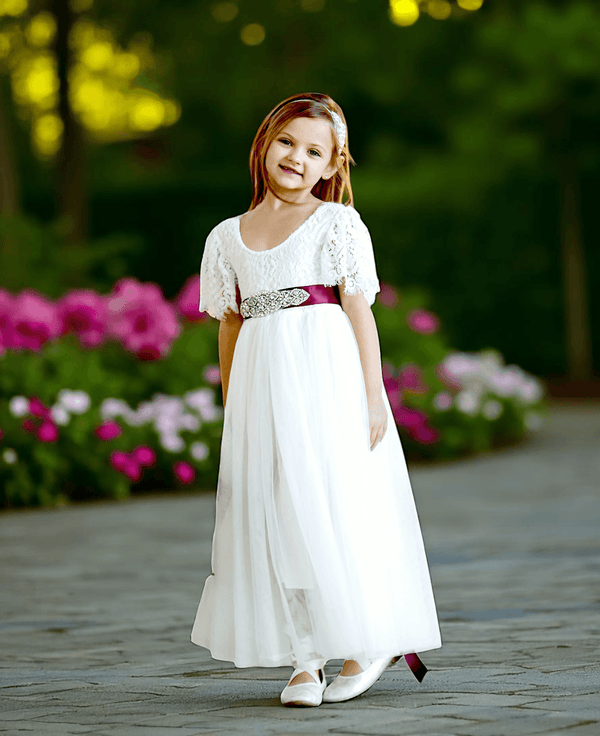 White Vintage-Inspired Flower Girl & Junior Bridesmaids for Weddings