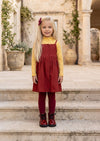 Amelie Rust Red Pinafore Dress & Top Set for Girls