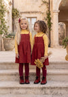 Amelie Rust Red Pinafore Dress & Top Set for Girls