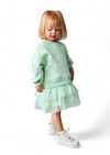 Long Sleeve Fleece Princess Tutu Dress in Mint