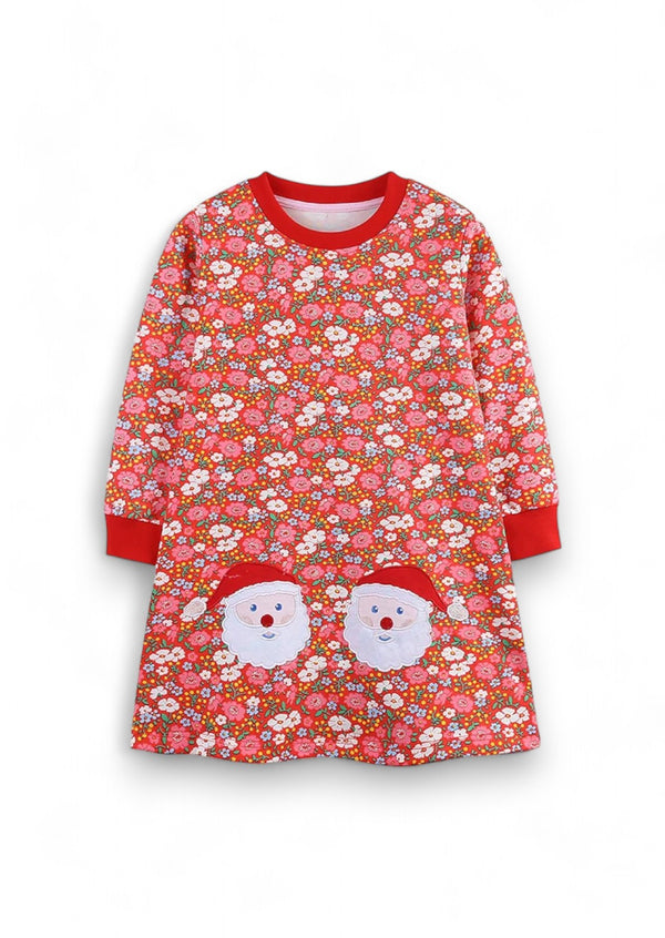 toddler red print Christmas dress