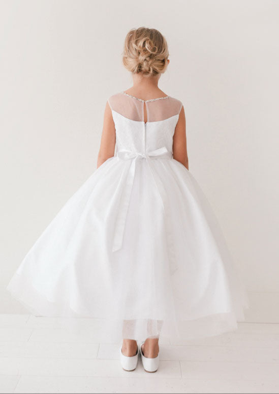 Trudy Dress White / Rhinestone Sash